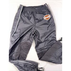 Harley Davidson Mens Black Rain Pants Motorcycle Riding Gear Logo Large CA03402